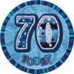 70 Today Birthday Blue Giant Glitz Badge