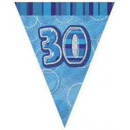 Flag Banner Blue Glitz 30th Birthday / Anniversary