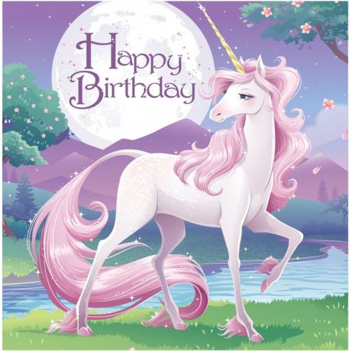 Unicorn Fantasy Party Paper Napkins 2ply 16ct