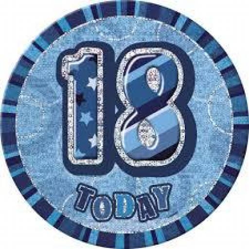 18 Today Birthday Blue Giant Glitz Badge