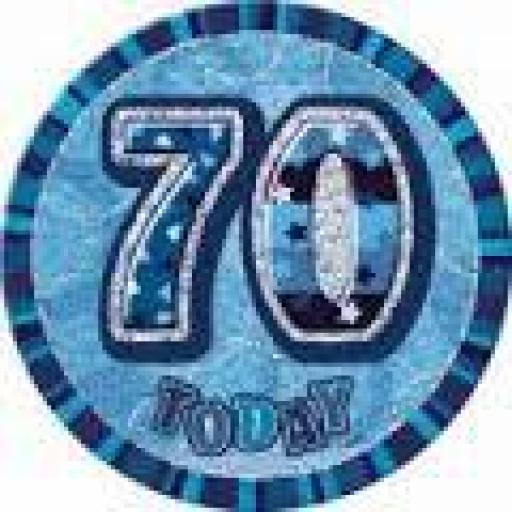 70 Today Birthday Blue Giant Glitz Badge