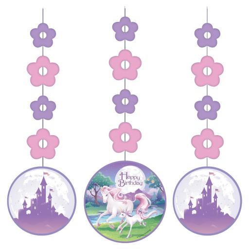 Unicorn Fantasy Happy Birthday Party Paper Hanging Cutouts 3ct