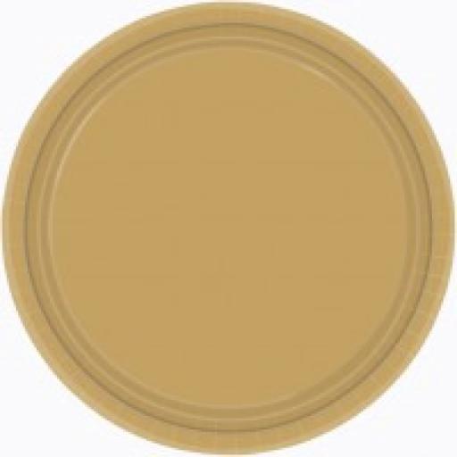 8 Paper Party Plates Old Gold 7inch