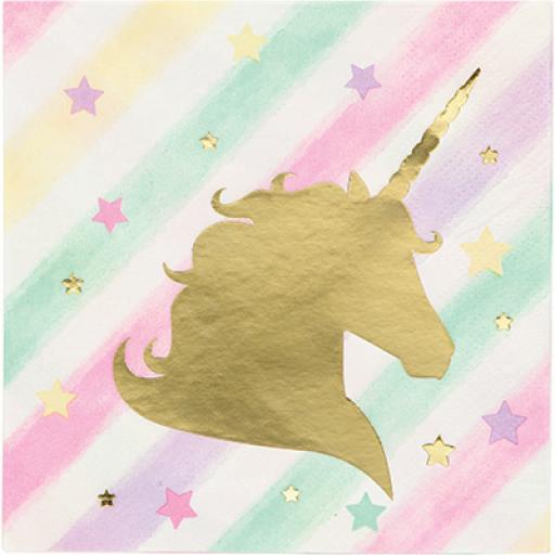 Unicorn Sparkle Beverage Napkins Foil Stamp 10inch 3ply 16pcs