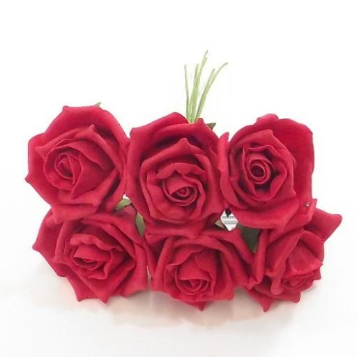 Foam Roses Red 6 heads Head Diameter Approx 6cm