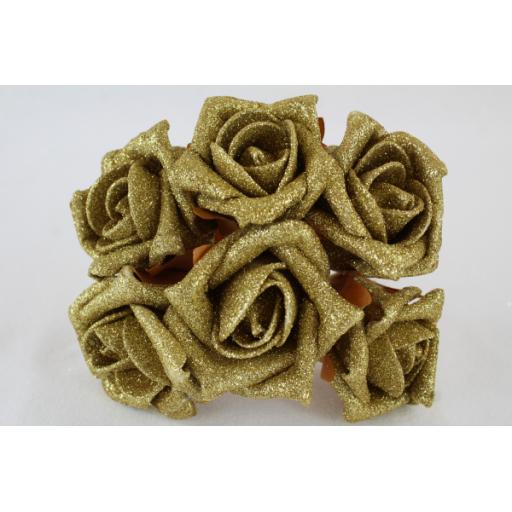 6 Foam Glitter Roses 5.5 cm