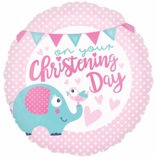 Christening Day Pink Standard 18 inch Foil Balloon Helium Quality