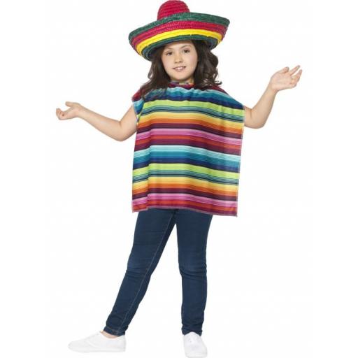 Mexican Instant Kit with Poncho & Sombrero Children Size