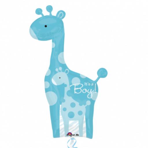 Dad & Baby Blue Giraffes SuperShape XL Foil Balloon 42 x 25 inch