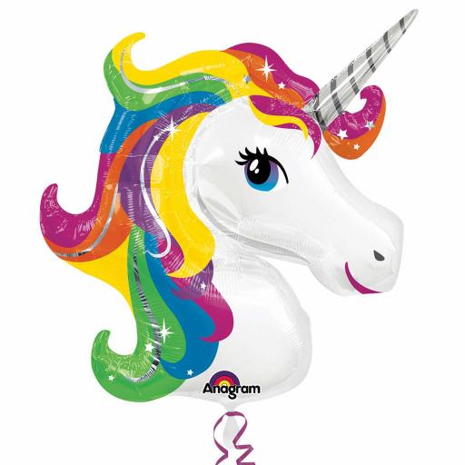 Rainbow Unicorn SuperShape Foil Balloon 33"/83cm x 29"/73cm