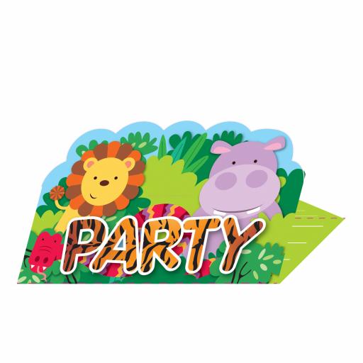 Jungle Friends Stand-up Invitations & envelopes 8 set