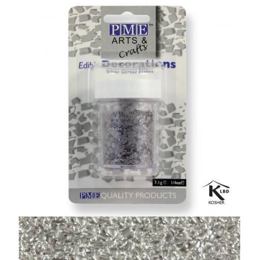 PME Edible Silver Glitter Flakes 7g