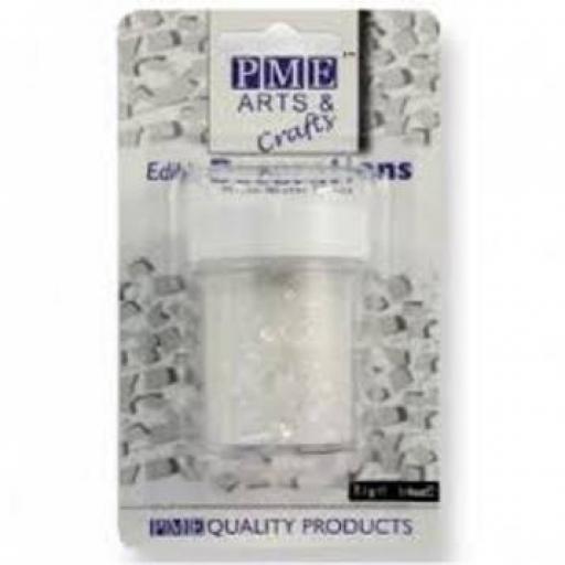 PME Edible White Glitter Flakes 7g