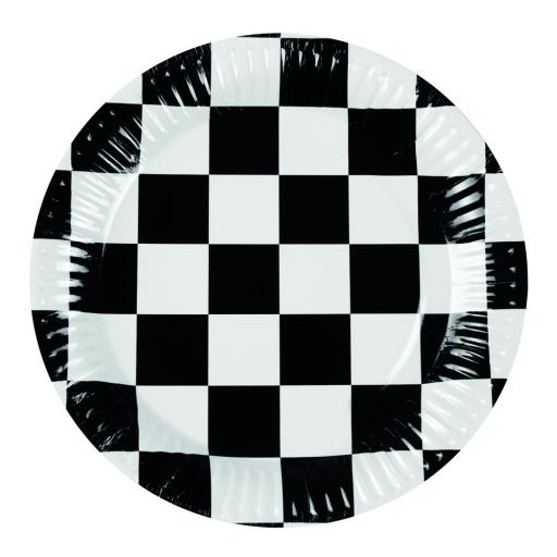 Chequered Flag Racing Theme 23cm Paper Plates Pack of 10