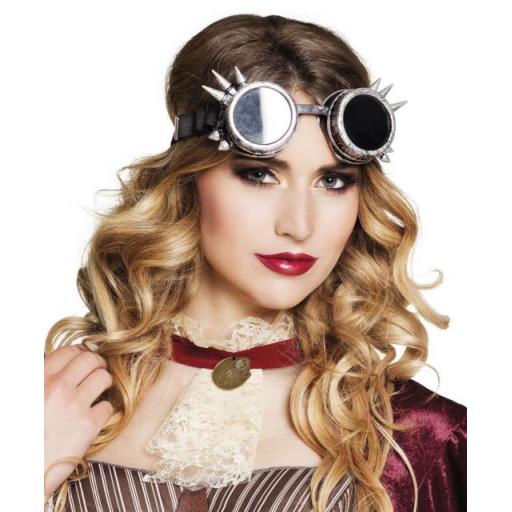 Silver Steampunk Cyber Glasses Goggles