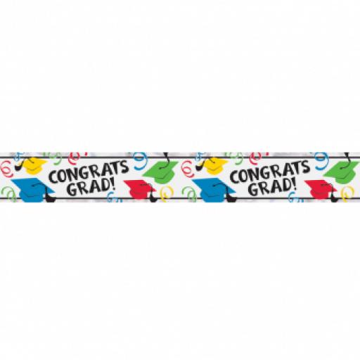 Multi-Colours Graduation Hats Foil Banner 1pc 9ft