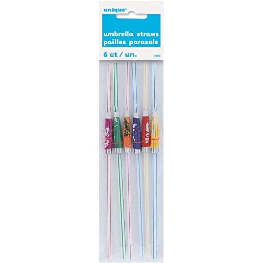 Hawaiian Luau Umbrella Straws, Pack of 6