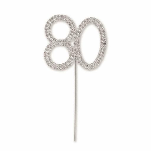 Diamante 80th Birthday Cake Topper Decoration