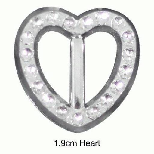 Diamanté Effect Buckles 10pcs - 1.9cm Heart