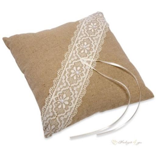 Ring Cushion -Brown With White Lace 210x210