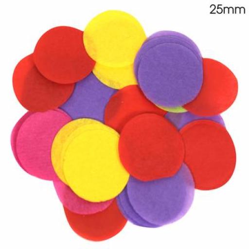 Tissue Paper Confetti Flame Retardant Round 25mm x 100g Mixed colours