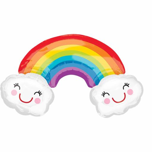 Rainbow with Clouds SuperShape Foil Balloon 37x22 inch