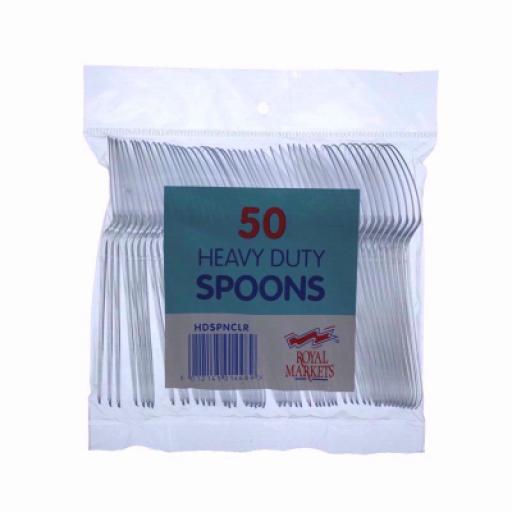 Heavy Duty Plastic Clear Spoons 50 pk