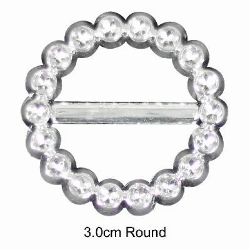 Diamante Effect Buckles 10pcs - 3cm Round