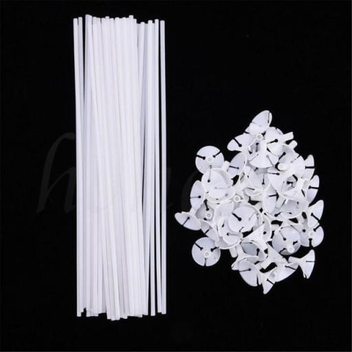 Balloon Sticks & Cups White Plastic Bag of 100pcs