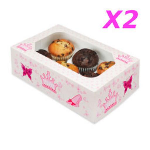 Princess 6 Muffin/Cupcake Boxes 2/Pack