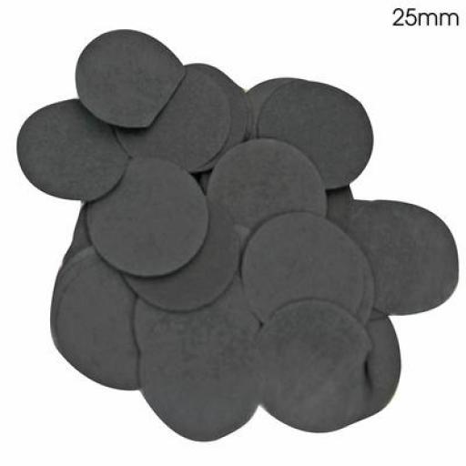 Black Confetti Flame Retardant Round 25mm x 100g Tissue Paper