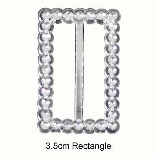 Diamanté Effect Buckles 10pcs - 3.5cm Rectangle