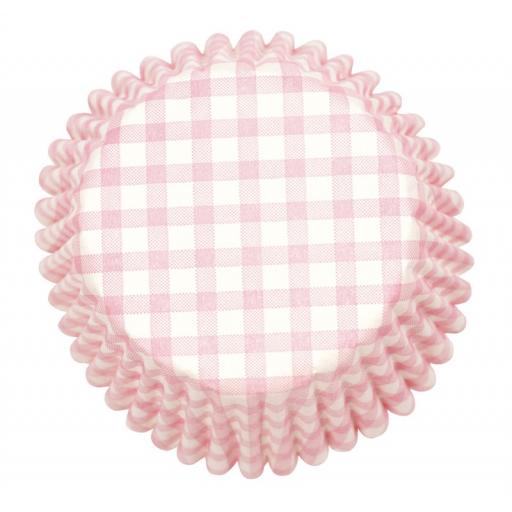 Pink Gingham Printed Baking Cases 54pcs