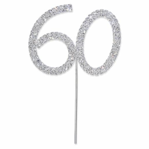 Diamante 60th Birthday Cake Topper Decoration