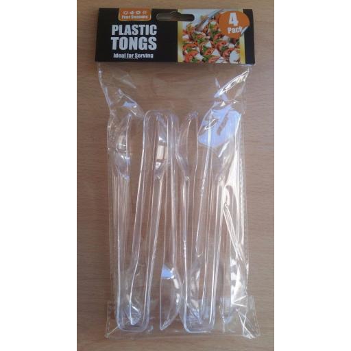 4 Clear Plastic Tongs