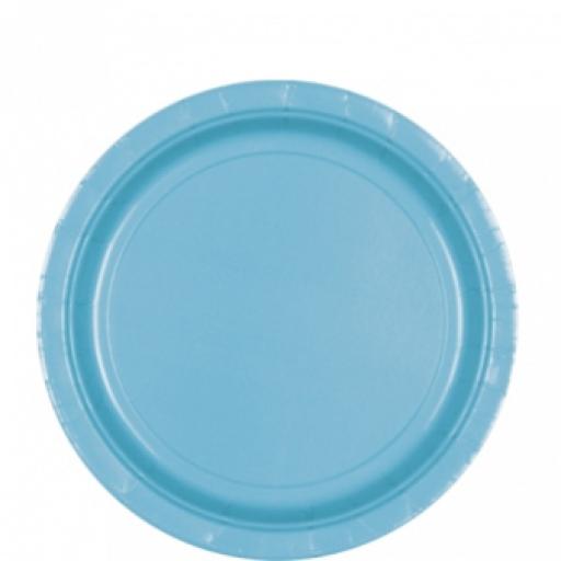 8 Caribbean Blue Paper Plates 7"