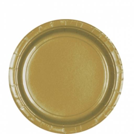 8 Gold Paper Plates 9"