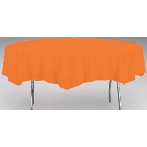 Orange Plastic Round Table Cover 84"