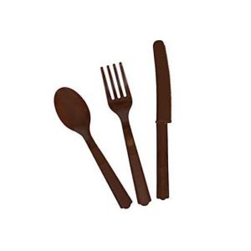 24 Chocolate Clear Plastic Cutlery