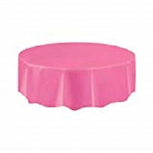 Hot Pink Round Plastic Tablecover 84inch