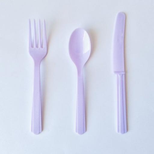 18 Lavender Plastic Cutlery