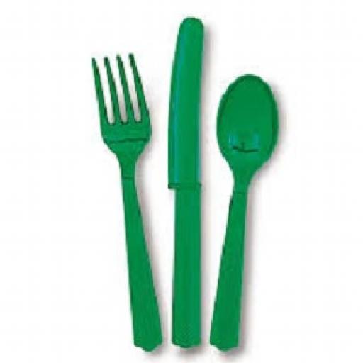 18 Green Plastic Cutlery