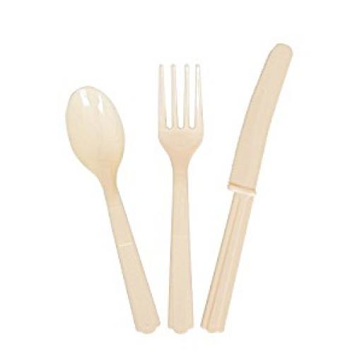 18 Vanilla Cream Plastic Cutlery