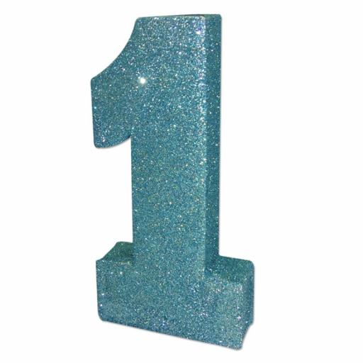 No. 1 Blue Glitter Table Decoration