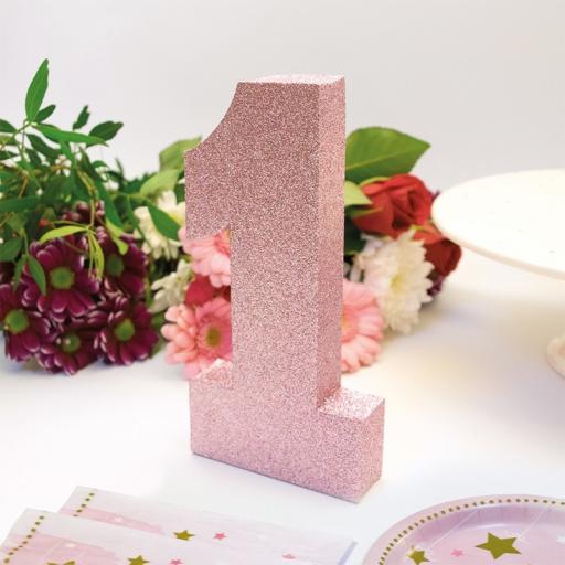 No. 1 Pink Glitter Table Decoration