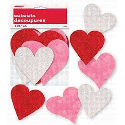 Assorted Heart Cutouts 6ct