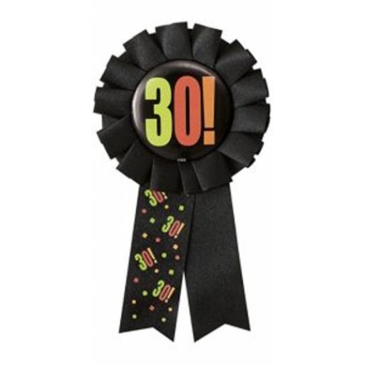 30th Birthday Party Black Rosette Award Ribbon