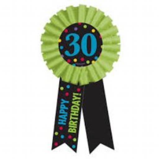 30th Birthday Party Lime Rosette Award Ribbon