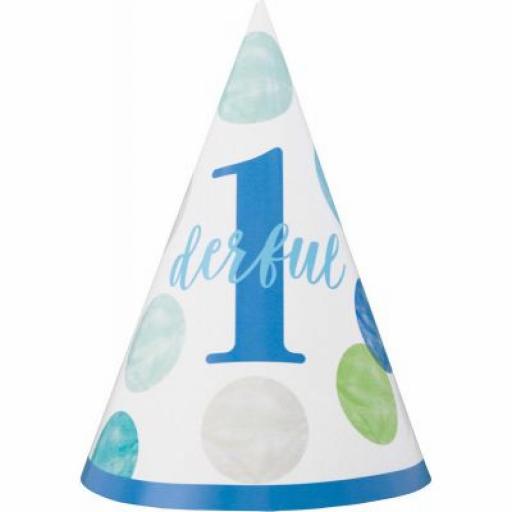 Green & Blue Dots 1st Birthday Baby Party Hat