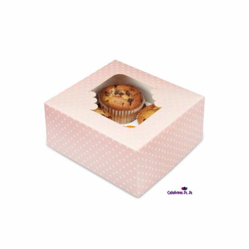 Pink Spot 4/ Muffin Cupcake Box x 2